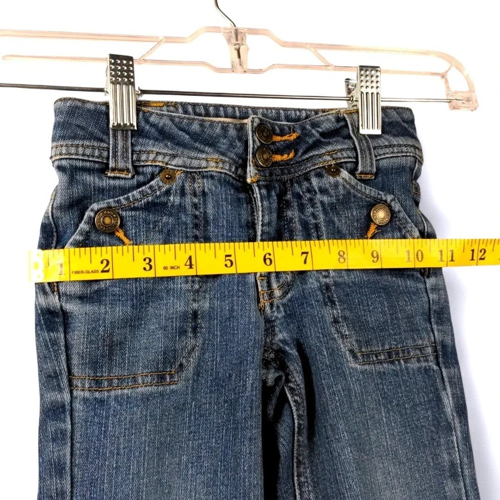 Vtg Gap Kids Y2K Flare Jeans Size 4 Adjustable Waist Stretch 2005‎ Retro Denim